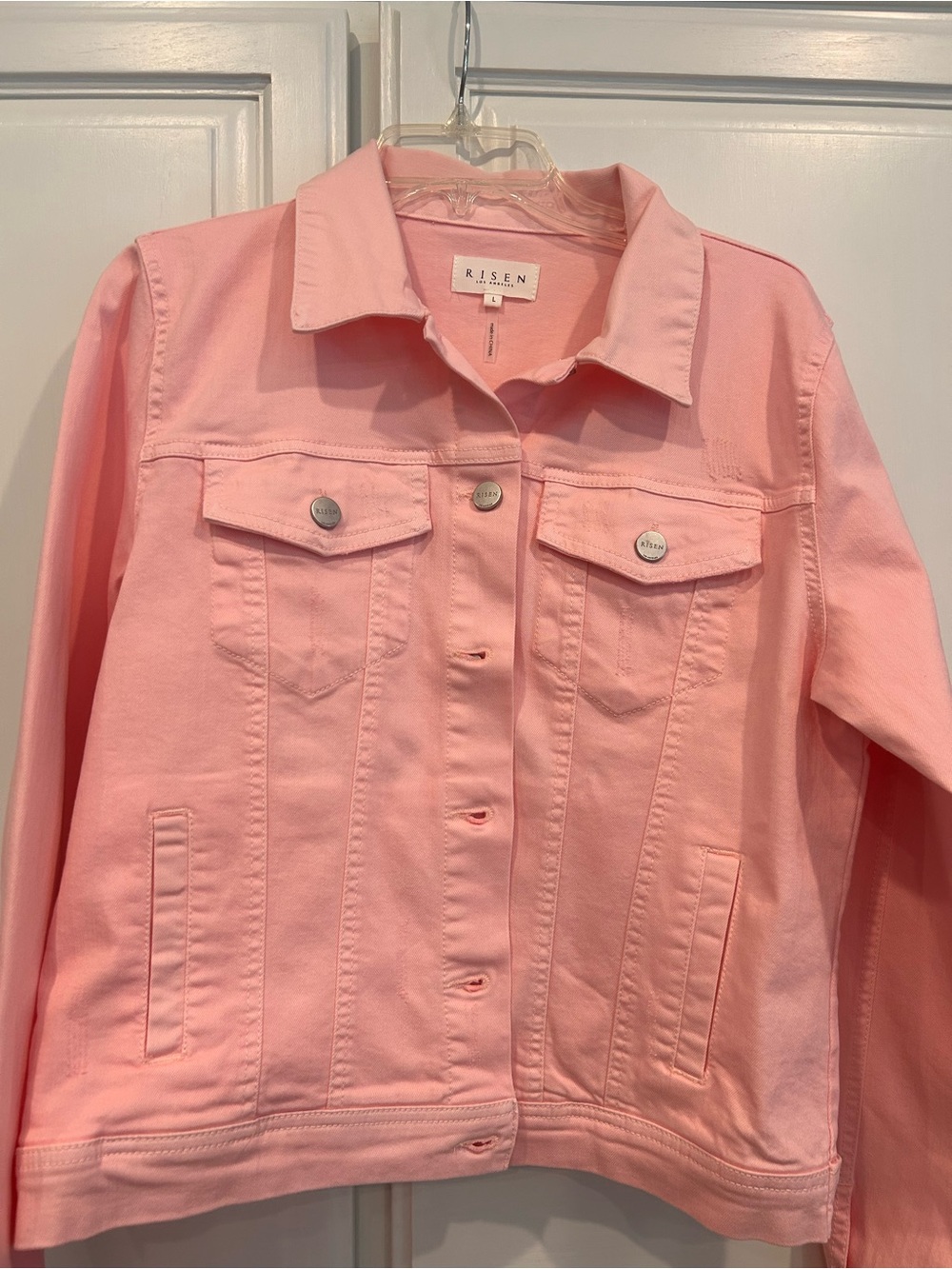 Risen Soft Pink Denim Trucker Jacket